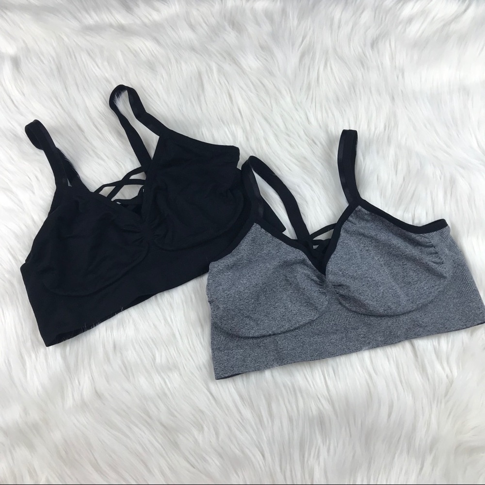 Bundle of large sports bras black gray cross cross